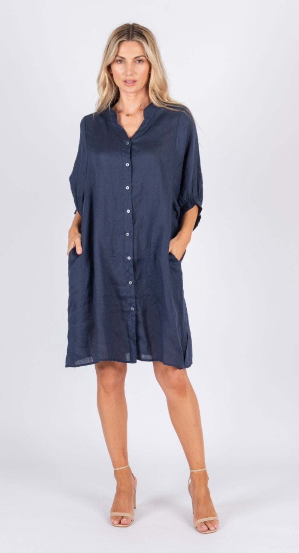 Annya Navy Linen Dress