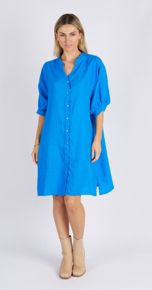 Annya Blue Linen Dress