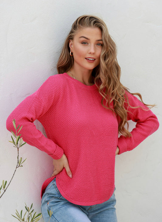 Carley Cotton Hot Pink Knit