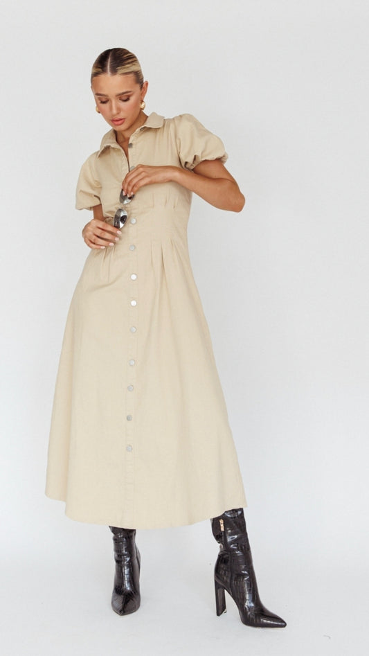 Collette Beige Midi Dress