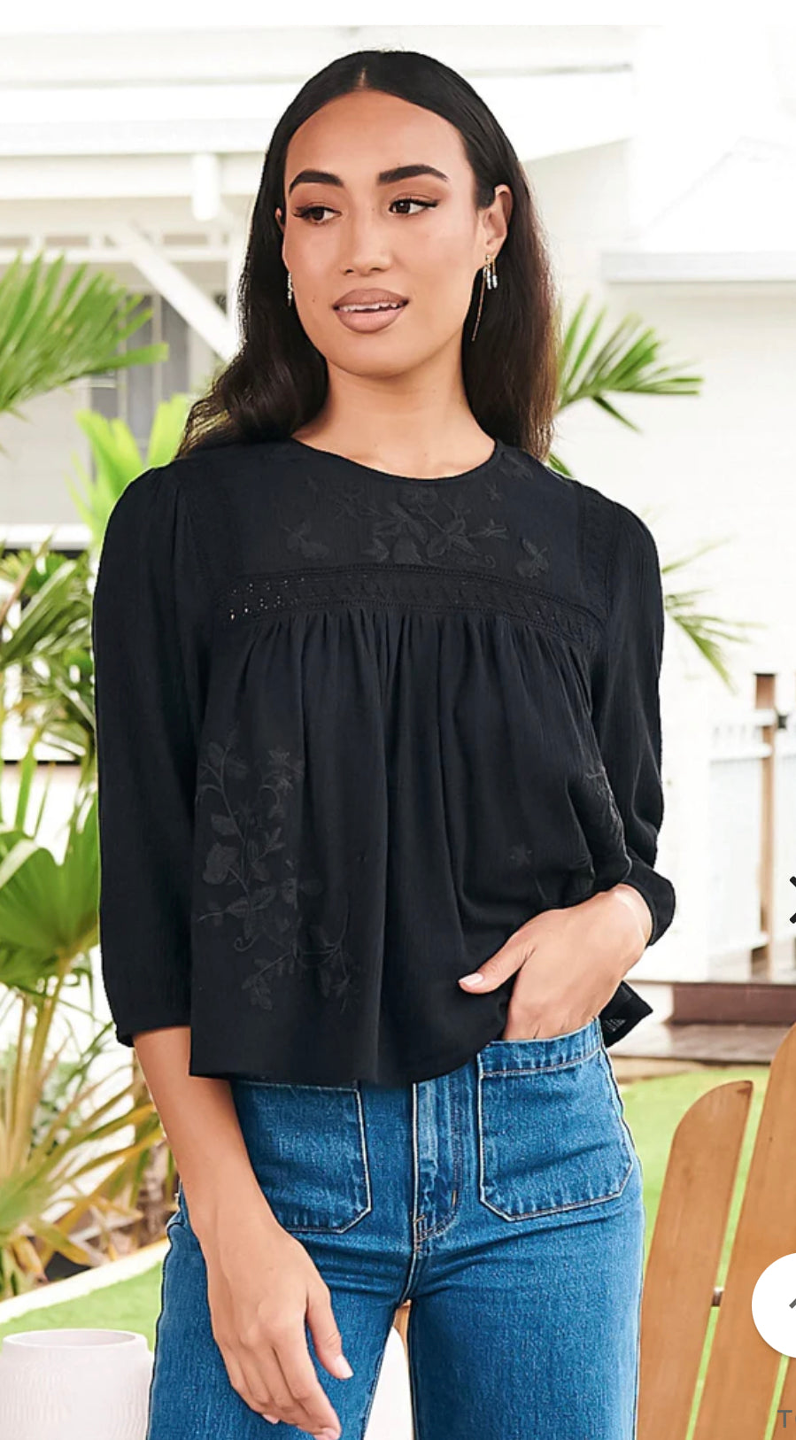 Salena Black Lace Top