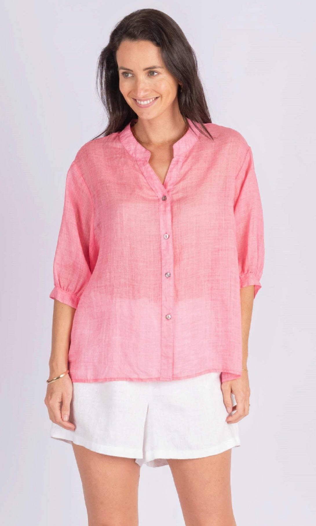 Romance Rose Pink Linen Blouse