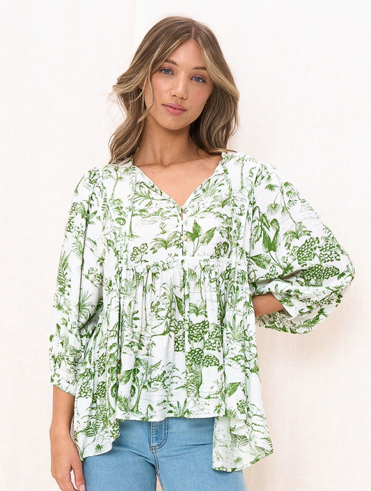 Belle Tropical Print Blouse