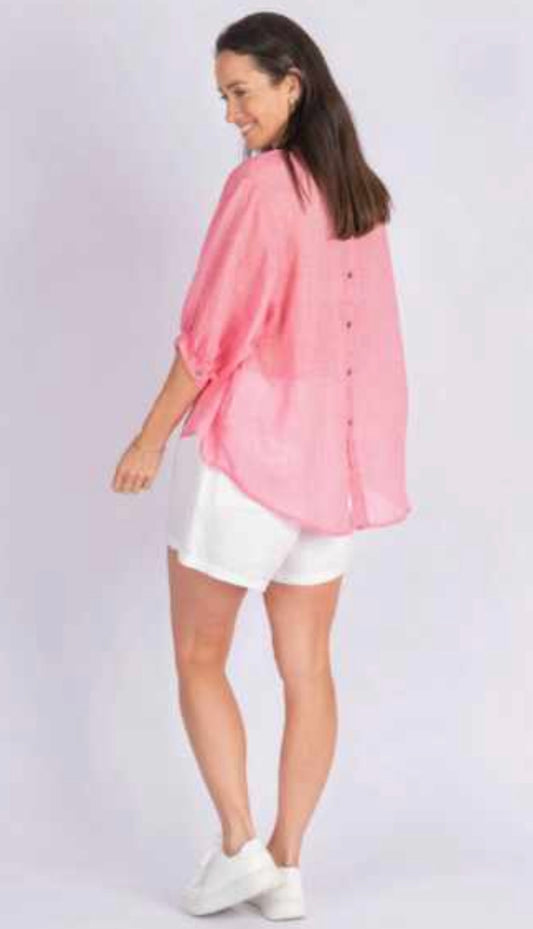 Romance Rose Pink Linen Blouse