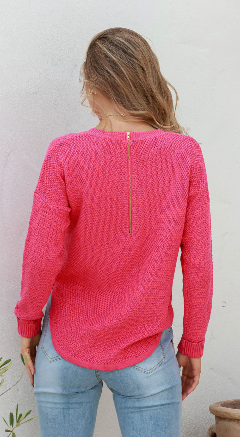 Carley Cotton Hot Pink Knit