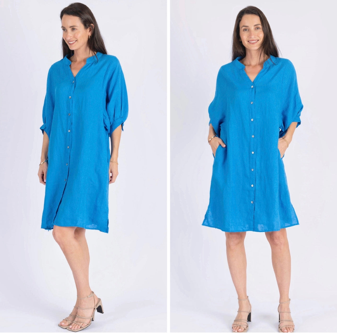 Annya Blue Linen Dress