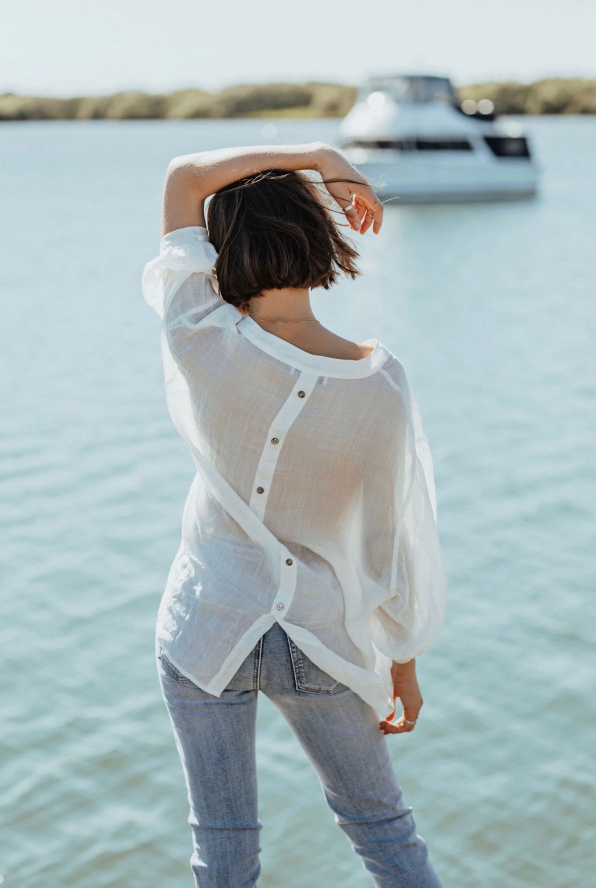 Romance White Linen Blouse