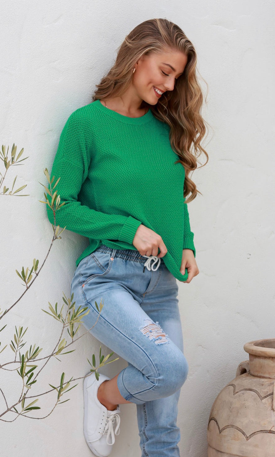 Carley Cotton Green Knit