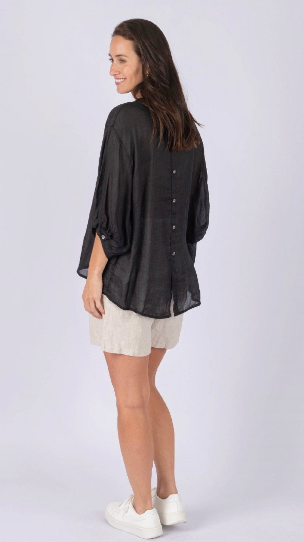 Romance Black Linen Blouse