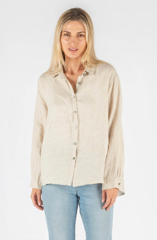 Milla Button through Natural Linen Shirt