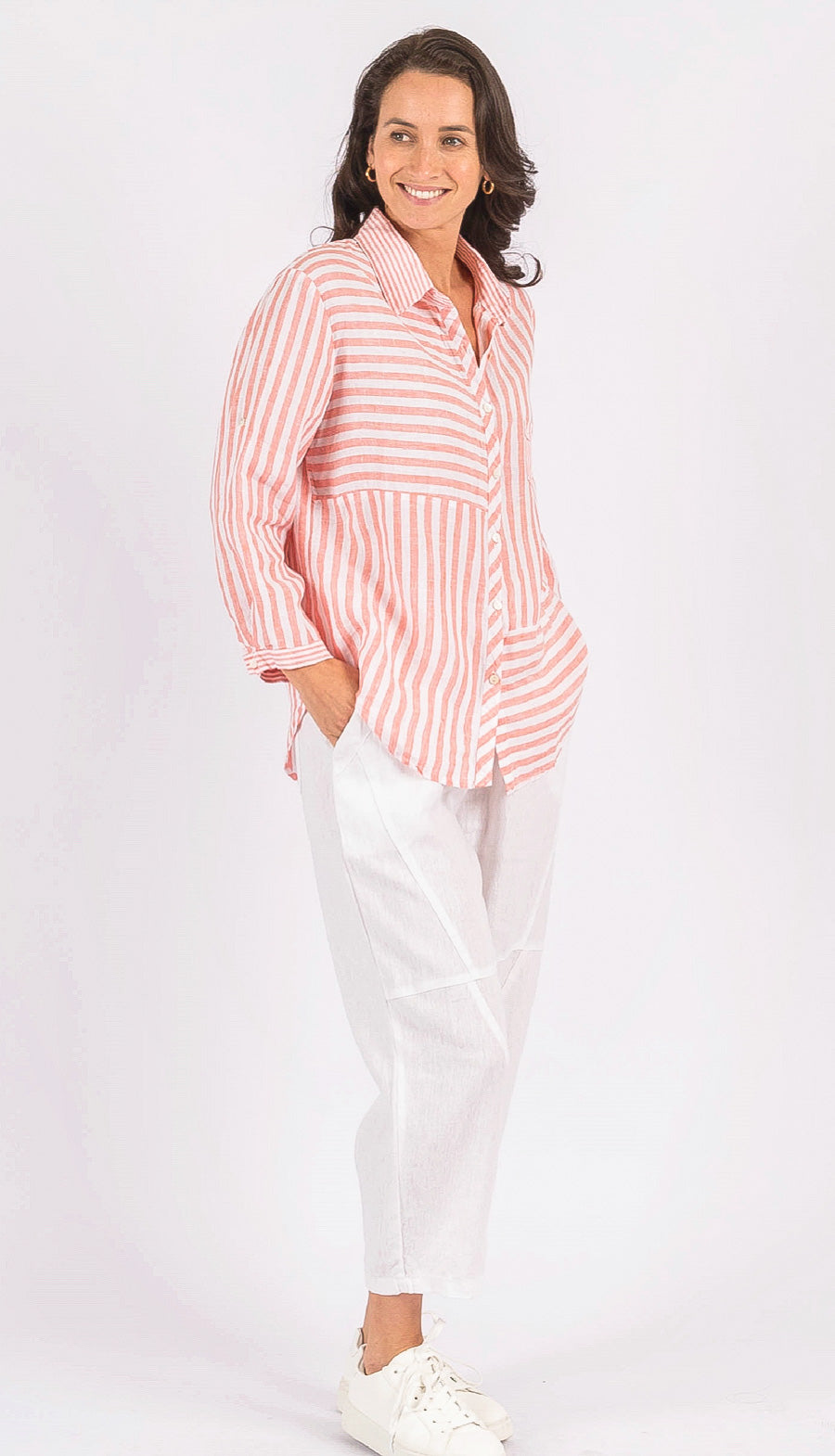 Hyatt Coral Blue Stripe Shirt