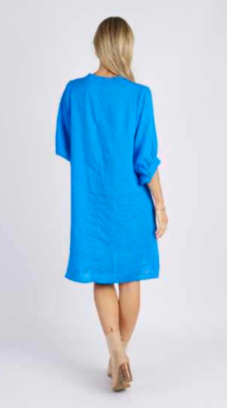 Annya Blue Linen Dress