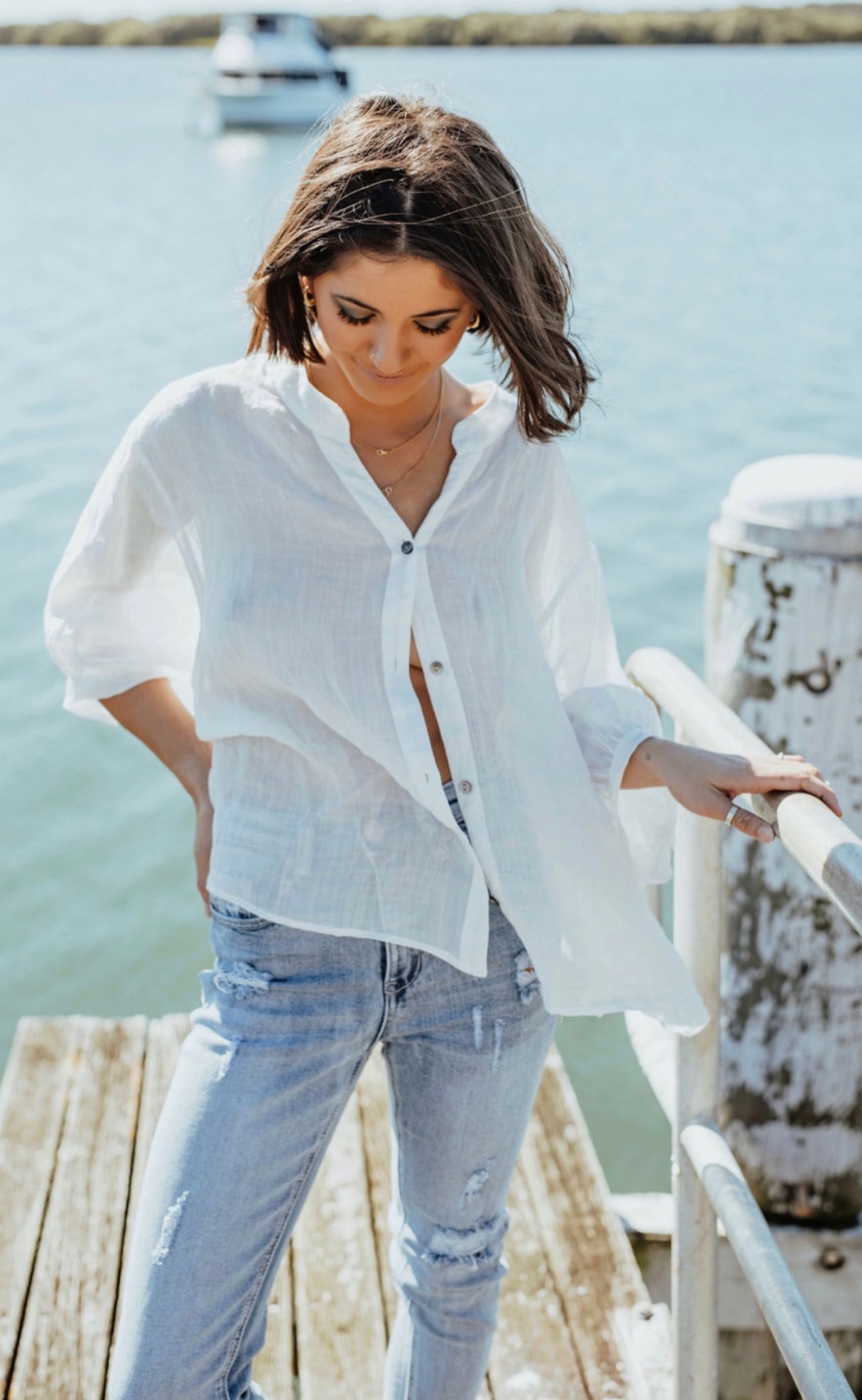 Romance White Linen Blouse