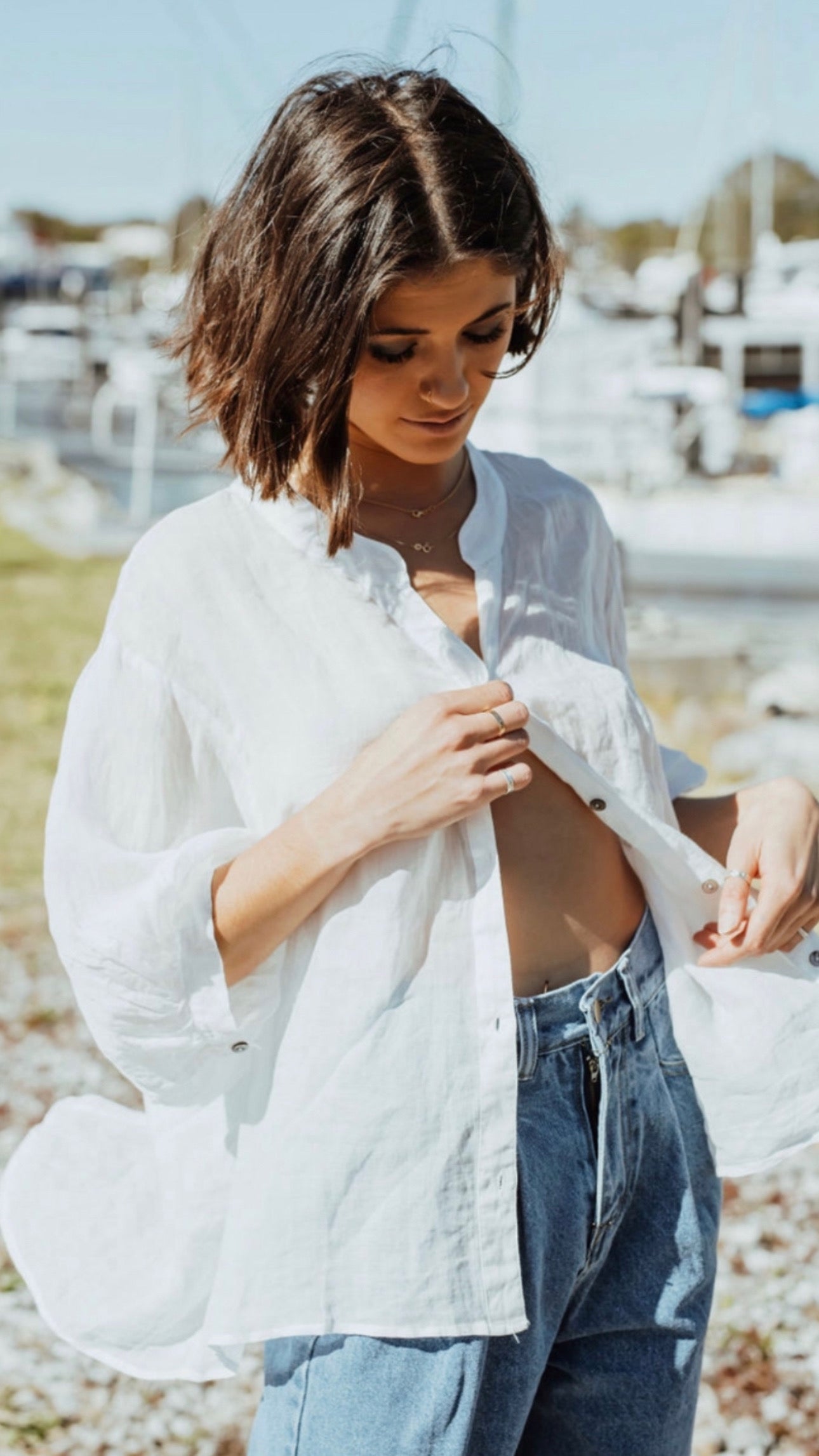 Romance White Linen Blouse