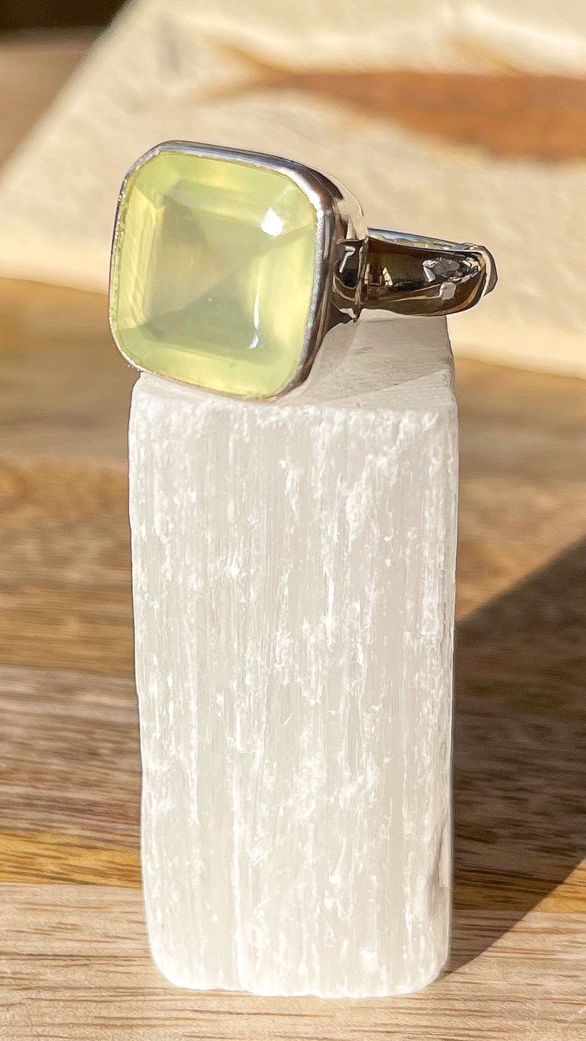 Prehnite Silver Ring