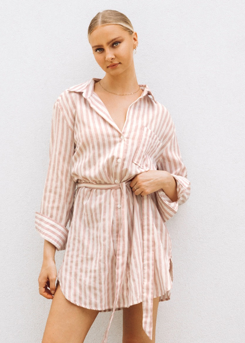 Paper Heart - Shirt Dress, Soft Pink Stripe