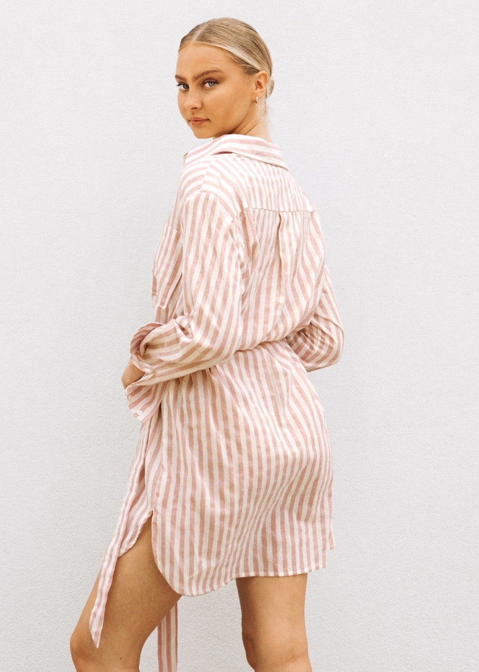 Paper Heart - Shirt Dress, Soft Pink Stripe