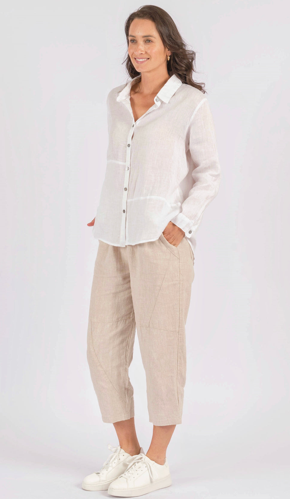 Milla Button through White Linen Shirt