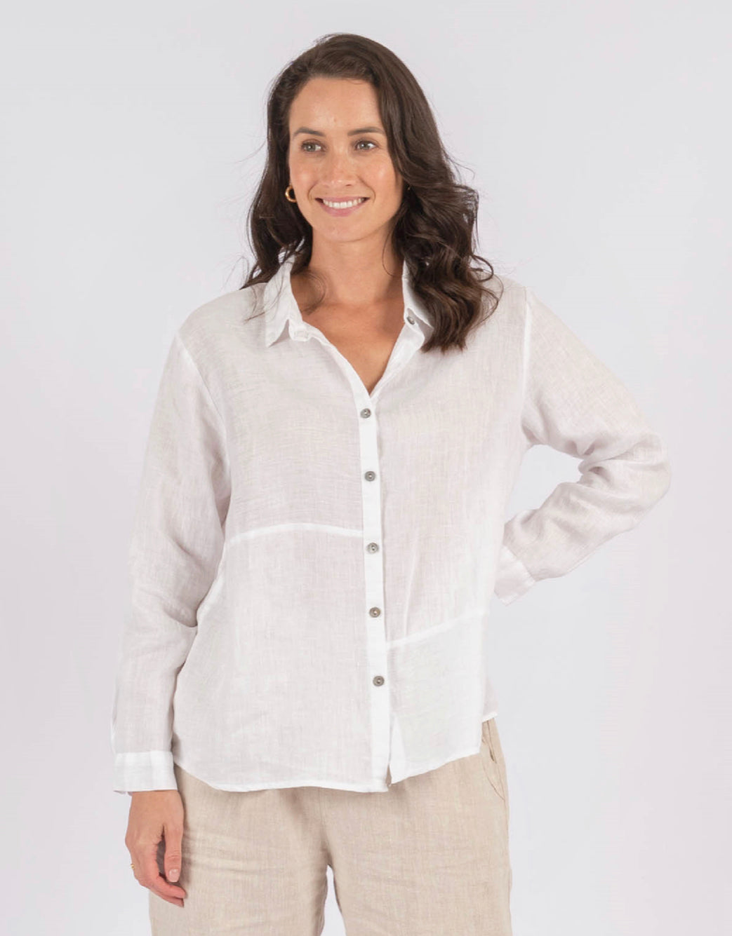 Milla Button through White Linen Shirt
