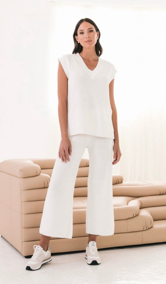 Kim Lounge Knit Pant-White